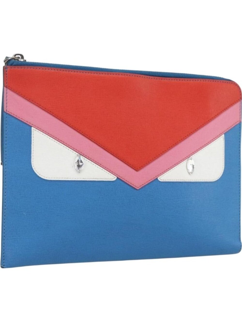 FENDI monster Clutch Bag Leather Blue